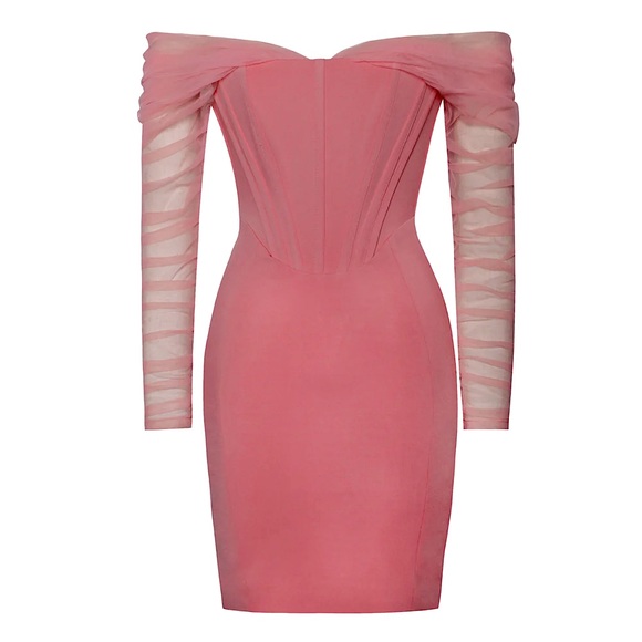 Miss Circle Zofia Pink Off the Shoulder Corset Dress. Size L - Picture 6 of 9